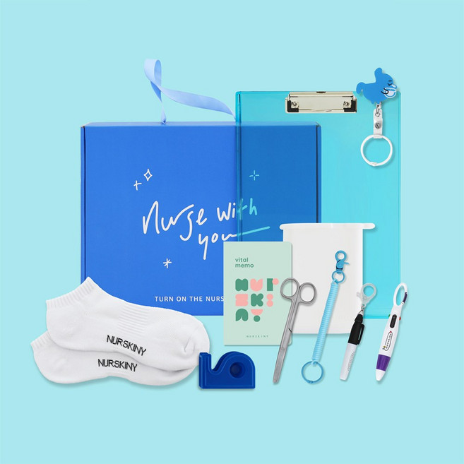 [STEP 2] BASIC SET 너스키니 간호사 신규 신입 나선식 실습 준비물 용품 선물 세트, 남성용 화이트