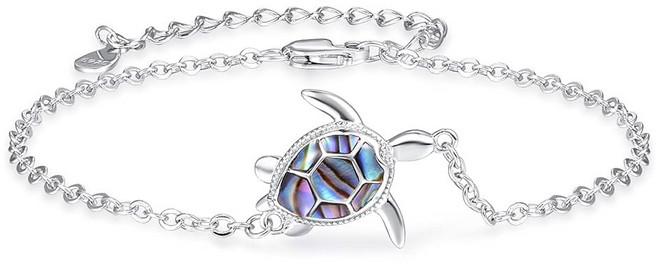 프라모스 바다거북 팔찌 925 스털링 실버 조절 가능 비치 장신구 선물