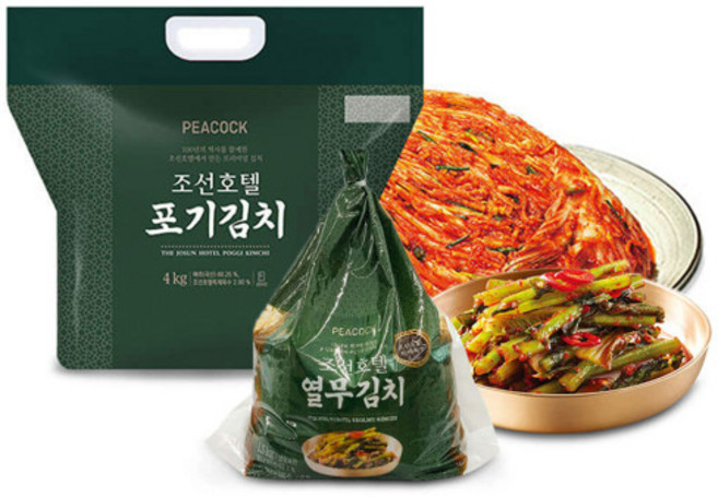 [피코크] 조선호텔 포기김치 4kg + 열무김치 1.5kg, 1세트, 500g