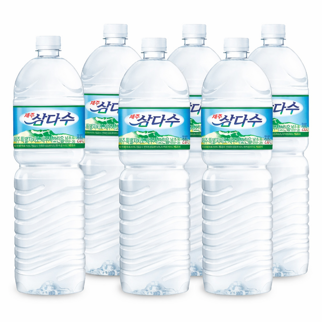 제주삼다수 생수 물 유라벨 무라벨 랜덤 야외활동 행사용 사무실, 6개, 2L