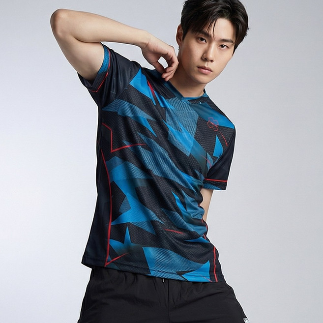 픽스기어 국내제작 남성 배드민턴복 탁구복 테니스복 기능성 반팔 티셔츠 흡한속건 단체복 브이넥 라운드넥 TS-JH38