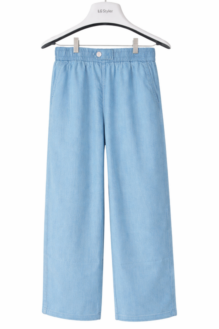 DW 여성 스트레이트 봄 여름 밴딩 일자 와이드 데님 팬츠 청바지