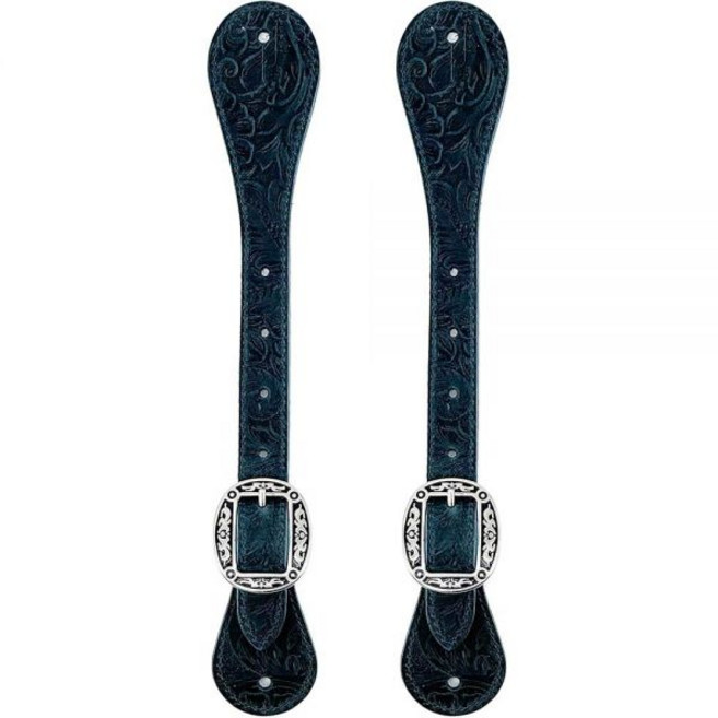 Jeereal Leather Western Spur Straps Western Men and Women's Boots Equipment Double Ply Reinforced, Navy Blue | Pattern