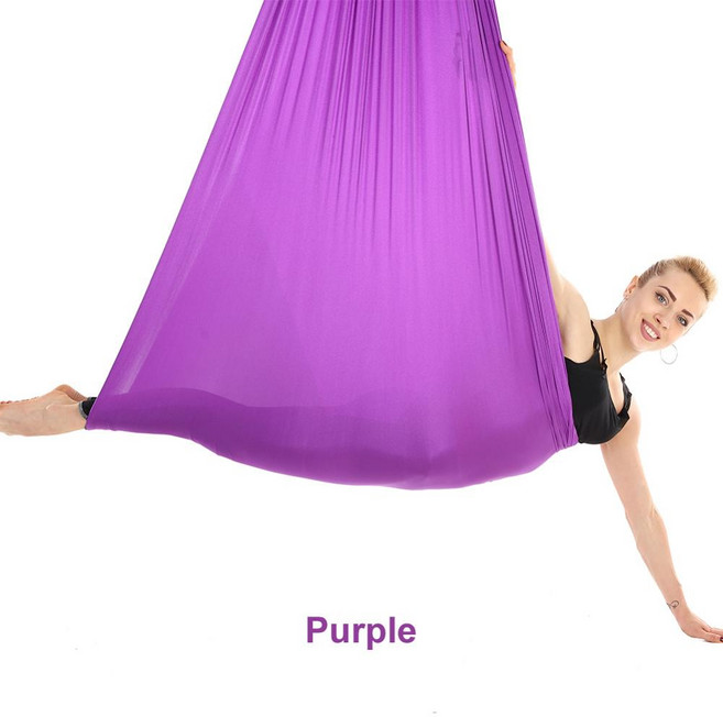 5*2.8m 피트니스 요가 스트레치 실크 반 중력 공중 요가 스윙 슬링 반전 해먹 Platis 코어 강도 운동, 08-보라색, 1개