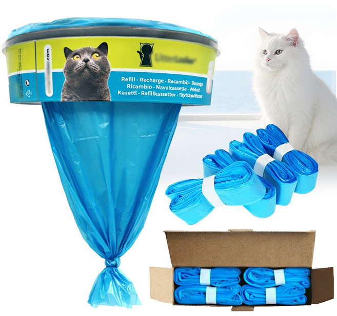 에브리윙즈 리터락커 호환 에어씰 리필 봉투 비닐 리터라커 고양이 화장실 휴지통 교체 롤 팩, 1개, 블루(파우더향)