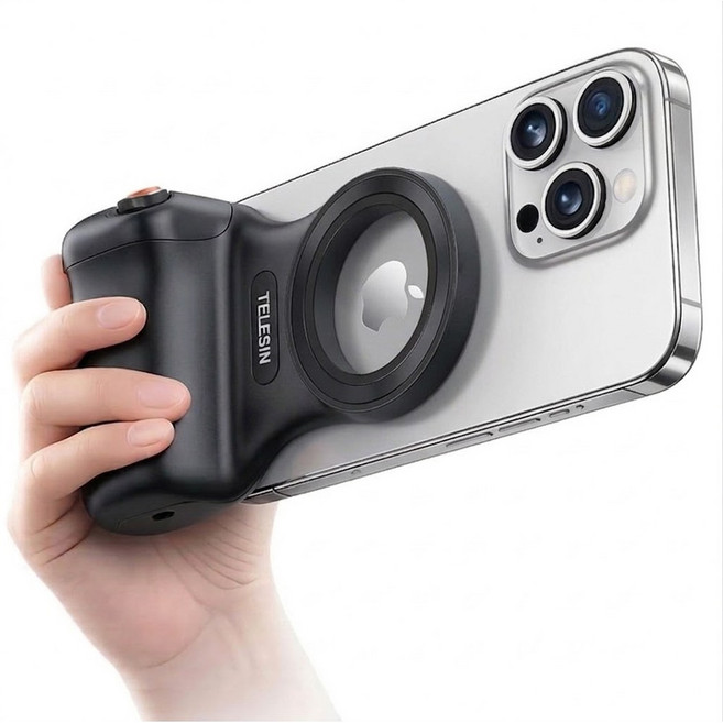 비상 텔레신 맥세이프 카메라 그립 블루투스 셔터기, 블랙, 1개