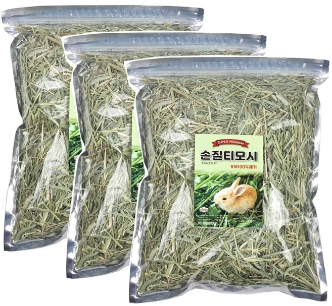 토끼 기니피그 초식동물 건초 티모시 컷팅 프리미엄, 500g, 3개 - 쿠팡
