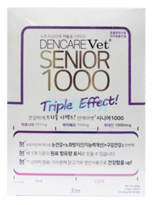 에스틴덴케어벳 시니어 강아지 노령견 눈 안구 노화 두뇌 인지 덴탈 치아 구강 건강 껌 기능성 간식 30+3개, 1