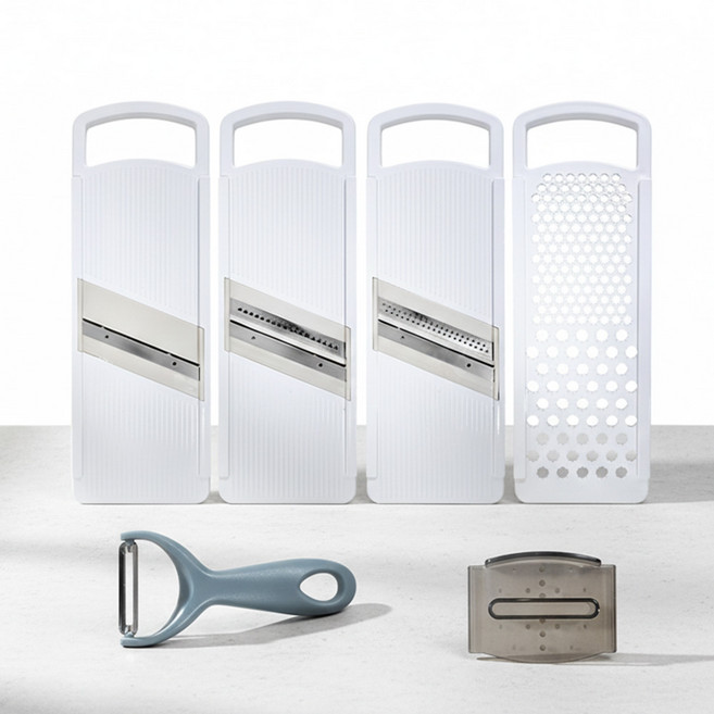 DAMDA 만능 채칼 2종 세트+감자칼+조각홀더 포함 야채슬라이스, 1개, 채칼 2종세트 (A) 굵은채칼 + 슬라이더