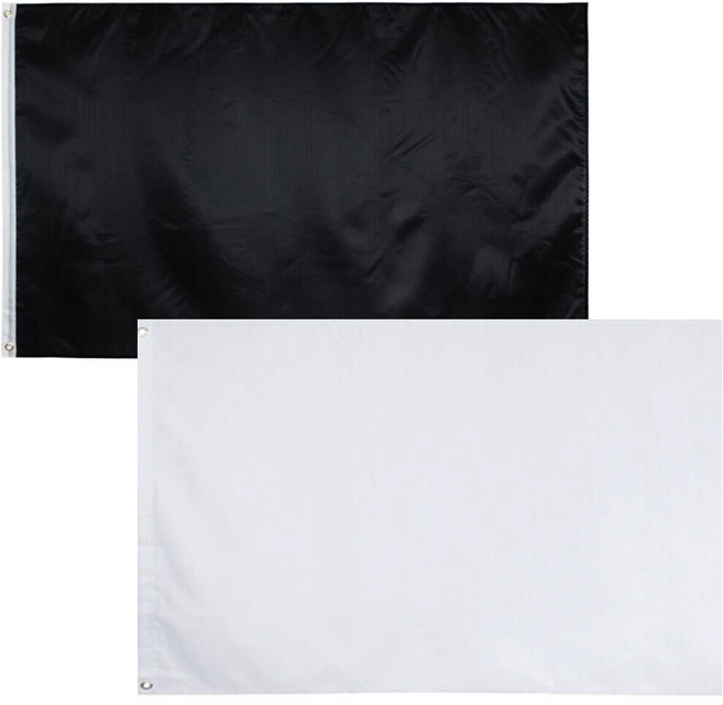 하얀색 깃발 검은색 깃발 대형 150cm x 90cm 가림천 가림막 검은색천 하얀색천 흰색천 백기 흑기 검은막, 1개