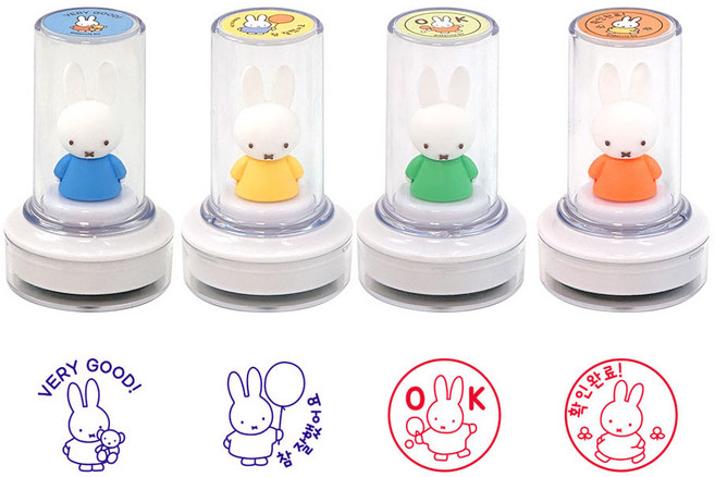 미피 피규어 만년 도장 4종1세트 칭찬 어린이 유치원 초등학생 도장 다꾸 책상 꾸미기, 1세트