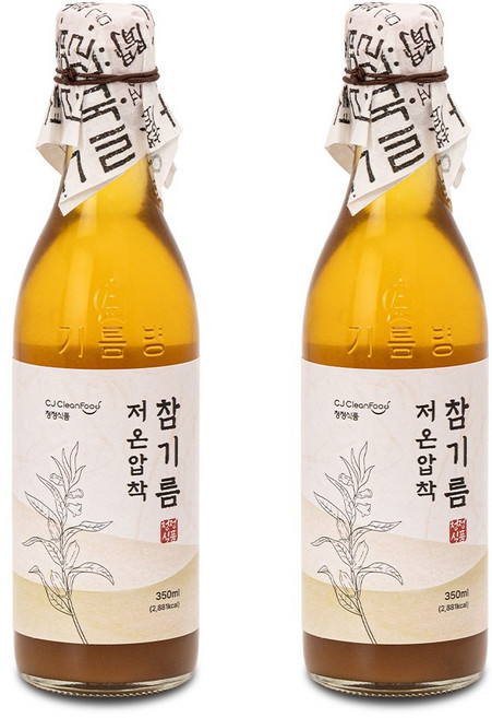 청정식품 통참깨 100% 저온압착 참기름, 2개, 350ml