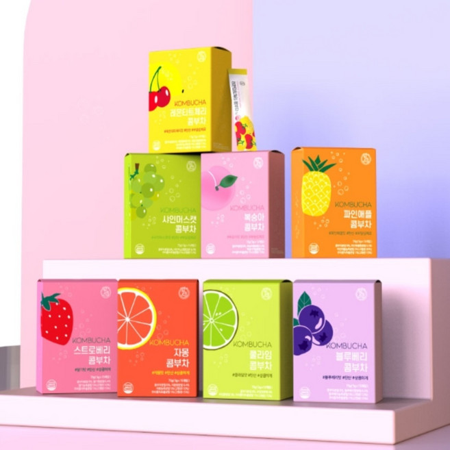 콤부차 음료 효능 레몬체리 파인애플 복숭아 샤인머스켓 자몽 블루베리 5g x 15포, 15포(스트로베리), 75g