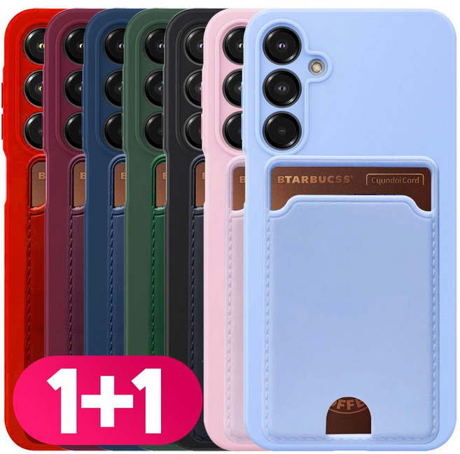 리빙그레이 1+1 갤럭시 A36카드 수납 실리콘 파스텔 컬러 카메라 보호 케이스