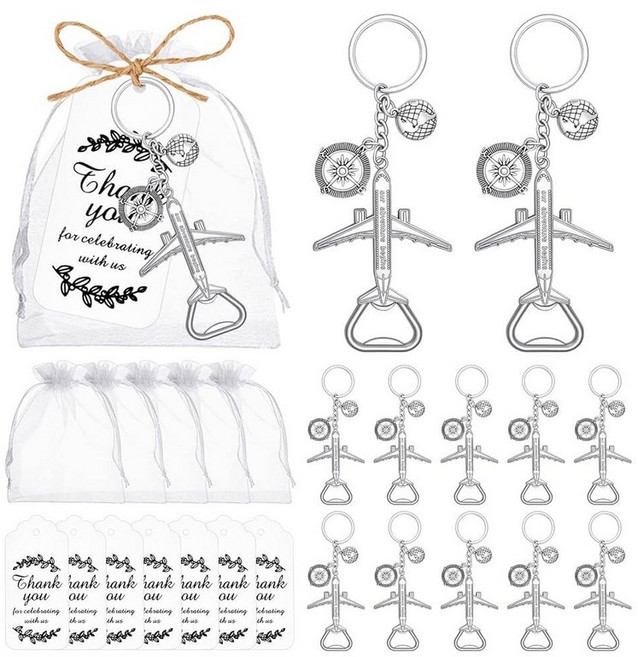 VZCBZC 50PCS Airplane Bottle Opener for Travel Party Favors Air Plane Beer Bottle Openers for Gues, Sliver 02