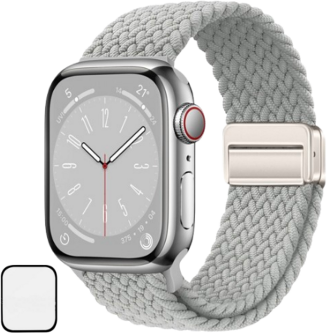 NUBASE 애플워치 호환 마그네틱 브레이드 솔로루프 스포츠 스트랩, 라이트그레이, 1개