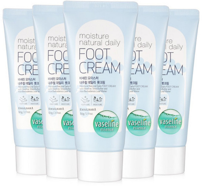 바세린 고보습 풋크림 60ml 5개 (스타 행사) 대용량 고보습, 1개입