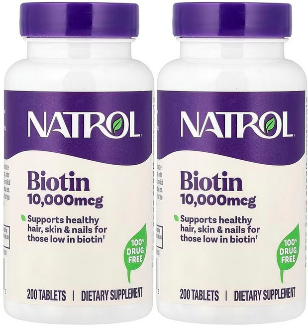 1+1 나트롤 비오틴 탈모 헤어 뷰티 10000mcg 200개, 200정, 2개