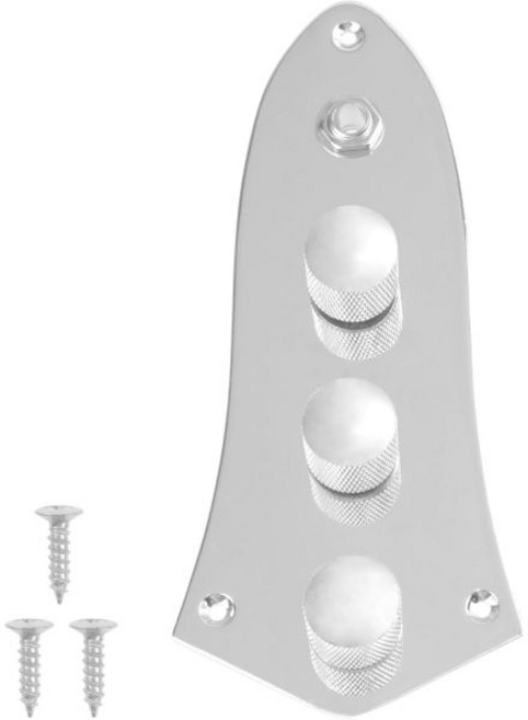 3 밴드 로드 컨트롤 플레이트 프리앰프 노브 포트가 사전 배선되어 있으며 Fender Squier Jazz J Bass골드와 호환됩니다., Chrome, Chrome