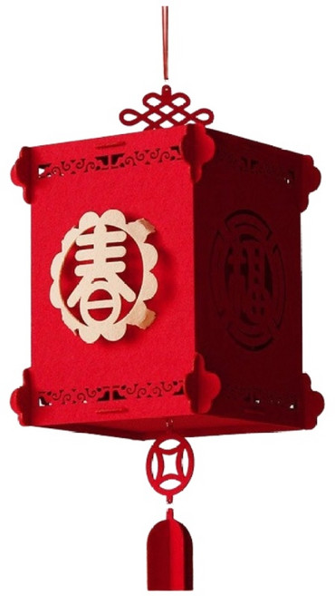 春節金色圖樣立體燈籠 無紡布新年裝飾掛飾, 春字款