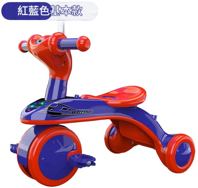 MAIZHILE 兒童三輪車 1-3歲可坐騎 手推平衡車, 中國紅 雙層耐磨車身 加厚耐磨車輪 音樂燈光, 1個