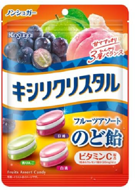 카스가이 일본 무설탕 자일리톨캔디 크리스탈 목캔디 거봉 사과 복숭아 맛 67g x 6개세트, 6개