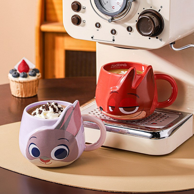 주토피아 닉 주디 입체 세라믹 머그 물컵 커피컵 머그컵 머그잔 380ml
