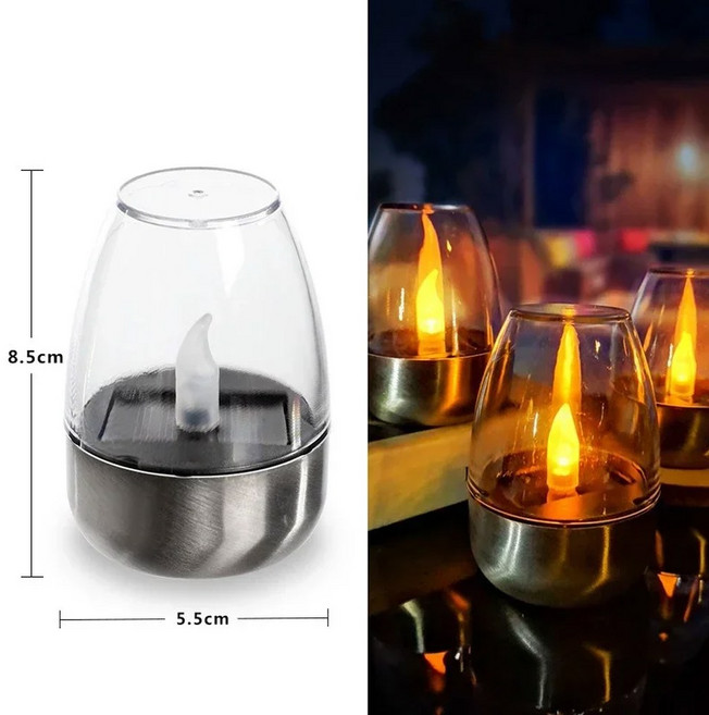 LED 태양 양초 빛 Flameless 충전식 조명 웨딩 파티 정원 장식 야외 방수 태양 양초 램프, A, 1 PCS, 1개