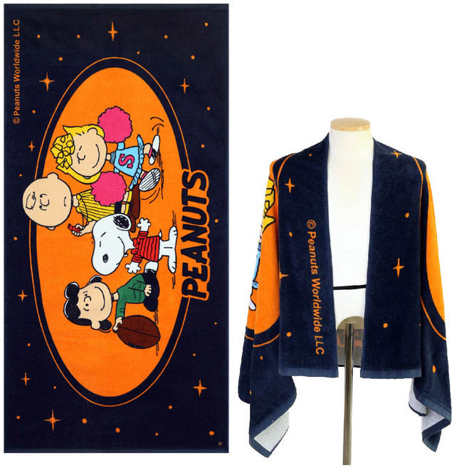 송월타월 스누피 치얼업 바스타월 76 x 152 cm, 1개, 진청