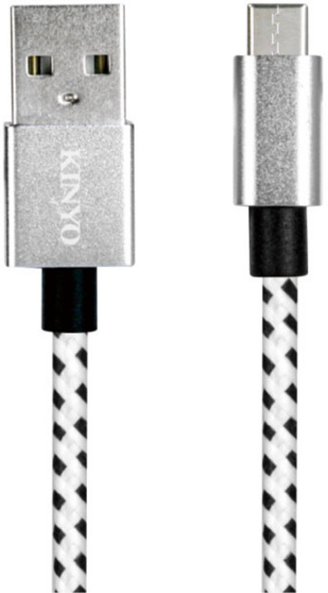 KINYO 鋁合金編織線充電傳輸線 USB-C12 Type-C 充電線 數據線 3M, 黑色, 1個