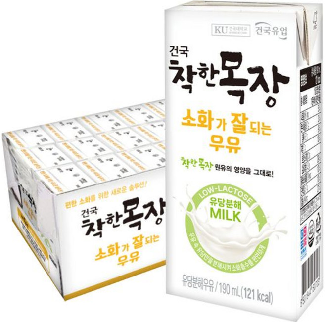 건국유업 착한목장 소화가잘되는 우유, 24ml