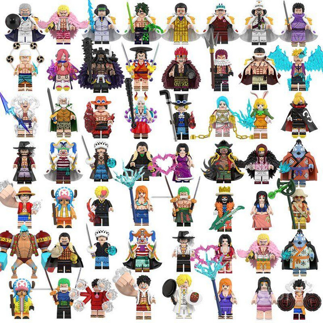 원피스 캐릭터 피규어 블록 완구 풀세트 애니메이션 루피 조로 상디 쵸파 해군대장, 56종/특가, 1개