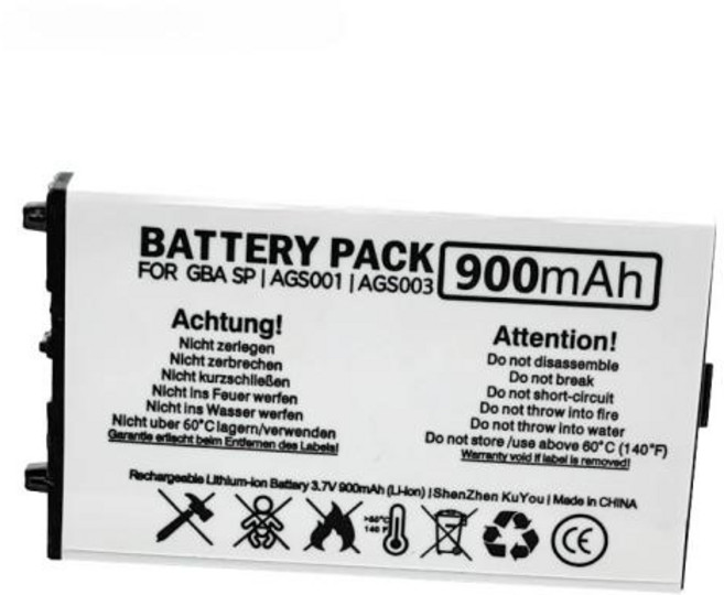 닌텐도 게임보이 어드밴스 GBA SP 3.7V 900mAh 충전식 배터리용 2PCS 충전식 리튬 이온 배터리 팩, China Mainland, 1)2pcs