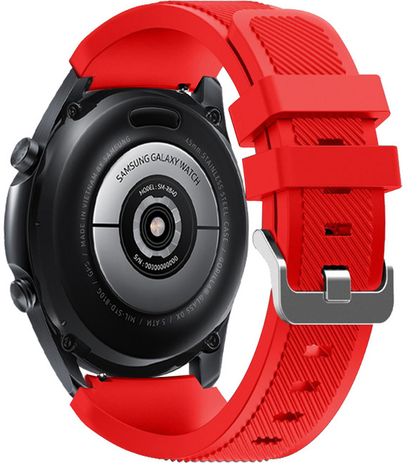 더조은셀러 갤럭시워치3 호환 시계줄 밴드 스트랩 실리콘 45mm 41mm, 갤럭시워치3 45mm (R845 R840) - 레드, 1개
