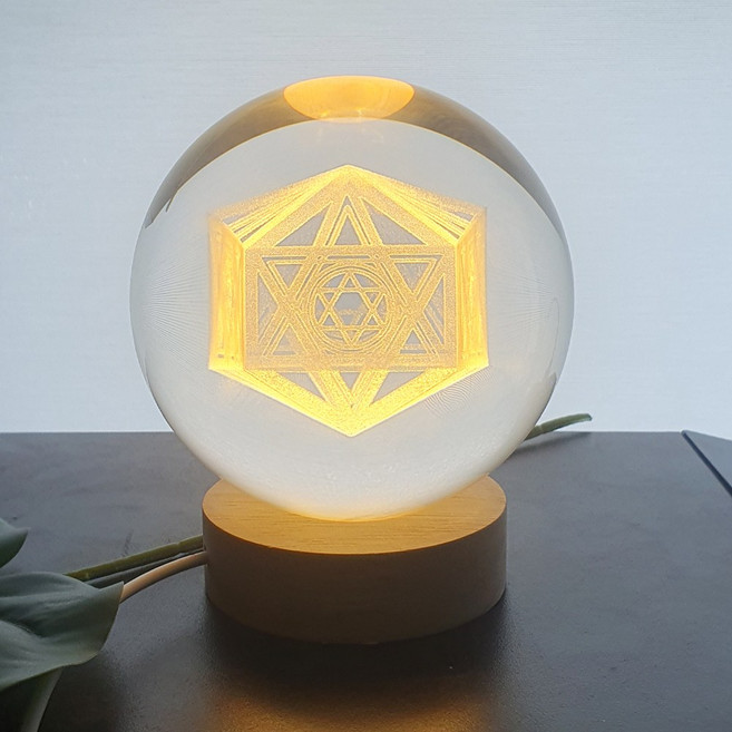 히란야 생기 3D 수정 구슬 무드등 10cm 대형 LED 저전력 간접조명 usb 단자 사용 인테리어 장식 선물, 히란야10cm