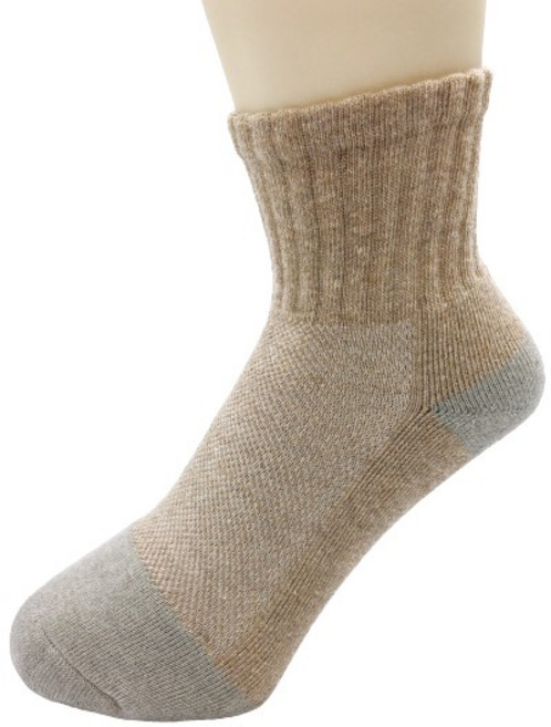 SOX TW 台灣製竹炭碘纖維機能氣墊運動襪 中筒男女款 H-1015 麻花咖啡 L碼 24-28CM