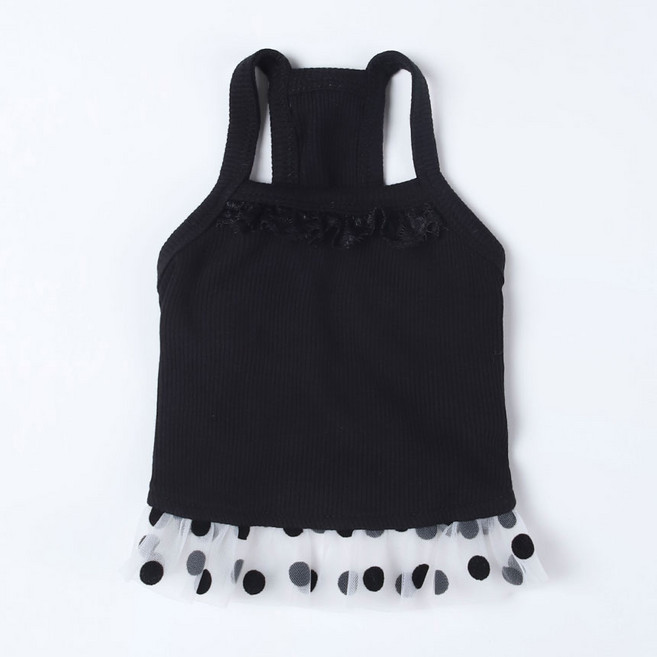 강아지 원피스 나시 봄옷 여름옷 공주옷 드레스 강아지옷 도트 레이스, 1개, OP053BL