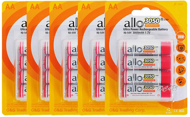 ALLO 대용량 3050mAh AA 충전지 20알, 1세트, 20개입