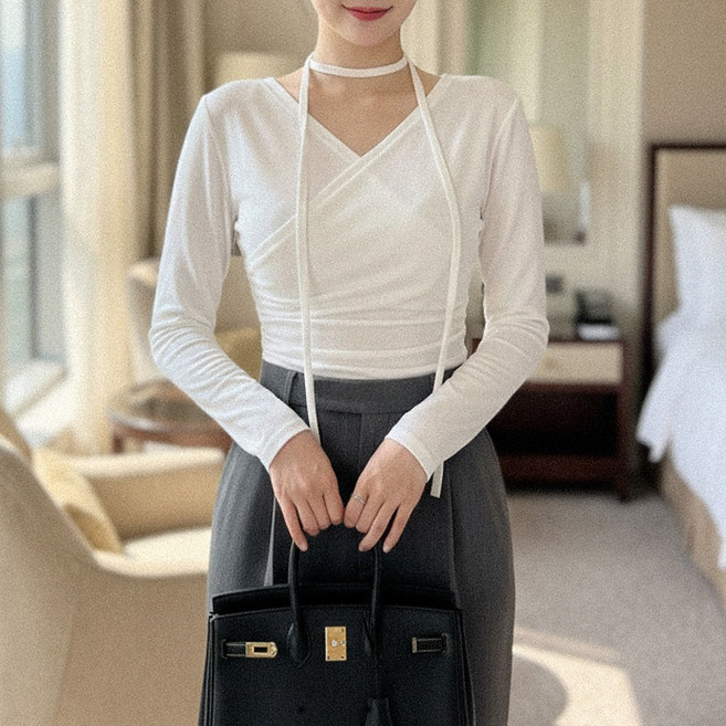 글램디브 에주린 브이넥 긴팔티 AB2561