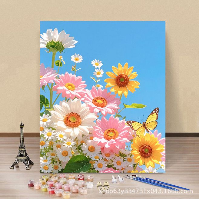 네이처포유 DIY 명화그리기 유화 그림그리기 세트 40X50cm, 1개, 핑크데이지 가든