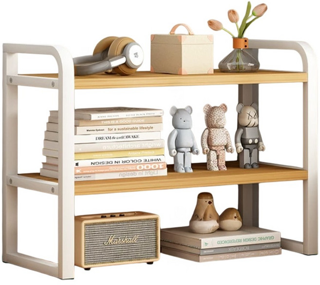 레디박스 책상 주방 욕실 정리 다용도 소형 수납 스탠드 미니 선반, 우드화이트, 2단