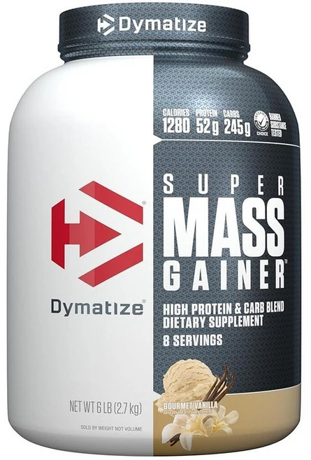Dymatize Super Mass Gainer 단백질 파우더 1280 칼로리 및 52g 단백질 BCAA 10.7g 쉽게 혼합 맛있는 맛 고메 바닐라 고메 바닐라, 8회 복용 분량(1개입) - 쿠팡