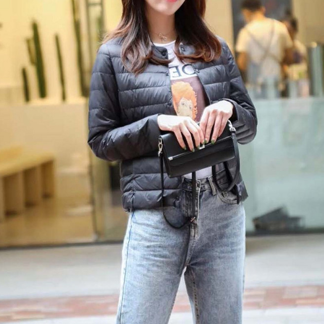 ANYOU 여성 오리털 경량 패딩 점퍼 순색