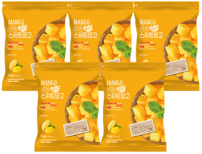 (소비기한 26.08.28) [웰팜] 냉동스위트망고(베트남), 5개, 2kg