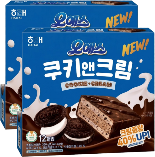 해태제과 NEW 오예스 쿠키앤크림 360g 묶음행사+사은품, 2개