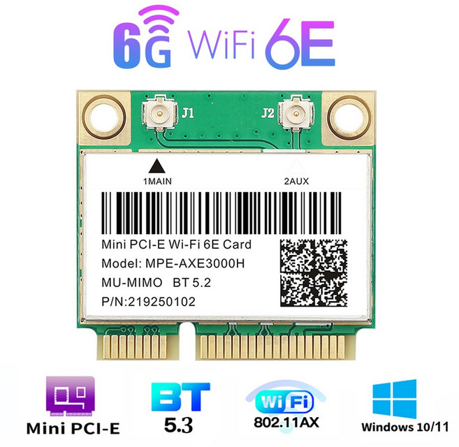와이파이 6 5/4 블루투스 미니 PCI-E 무선 카드 네트워크 어댑터 노트북 PC용, [01] WIFI 6E MPE-AXE3000H, 1개