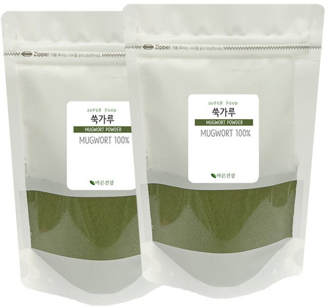 부드럽고 풍성한 맛의 국산 쑥가루 100% 쑥라떼 쑥차 파우더 지퍼백, 1kg, 2개