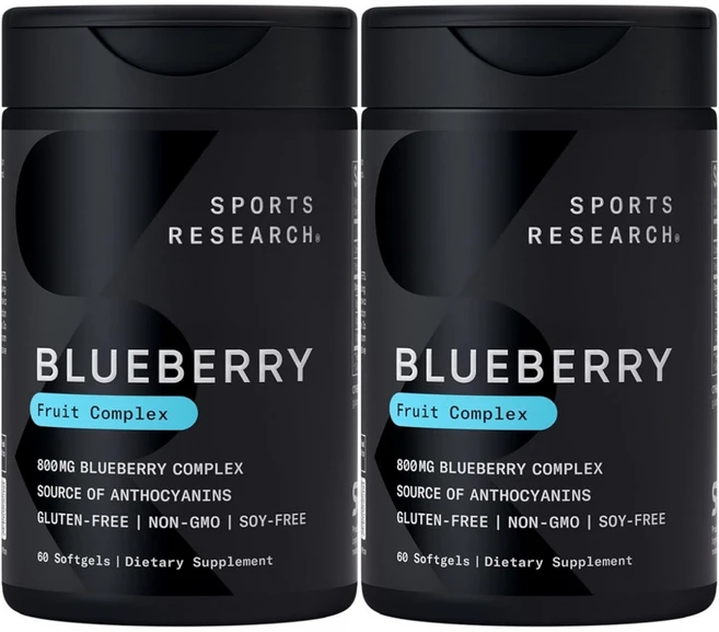 블루베리 농축액 800mg 스포츠리서치 소프트젤, 2개, 60정 - 쿠팡