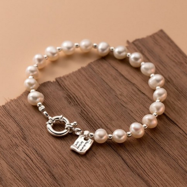 B0594w 담수 진주 925실버 클래식 참 장식 감성 은 팔찌