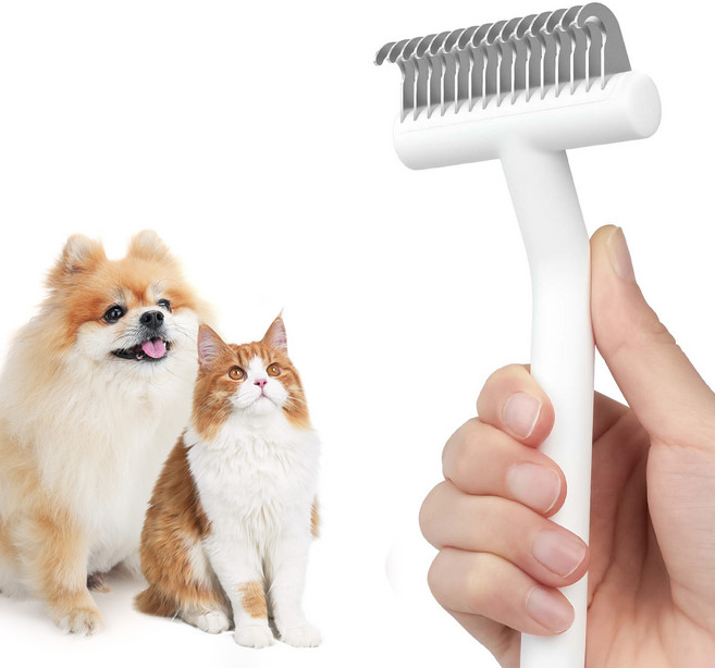 aumuca 아우무카 반려동물 털 제거 브러쉬 강아지 고양이 빗 죽은털 제거 마사지 브러쉬 CB10.1, 화이트, 1개